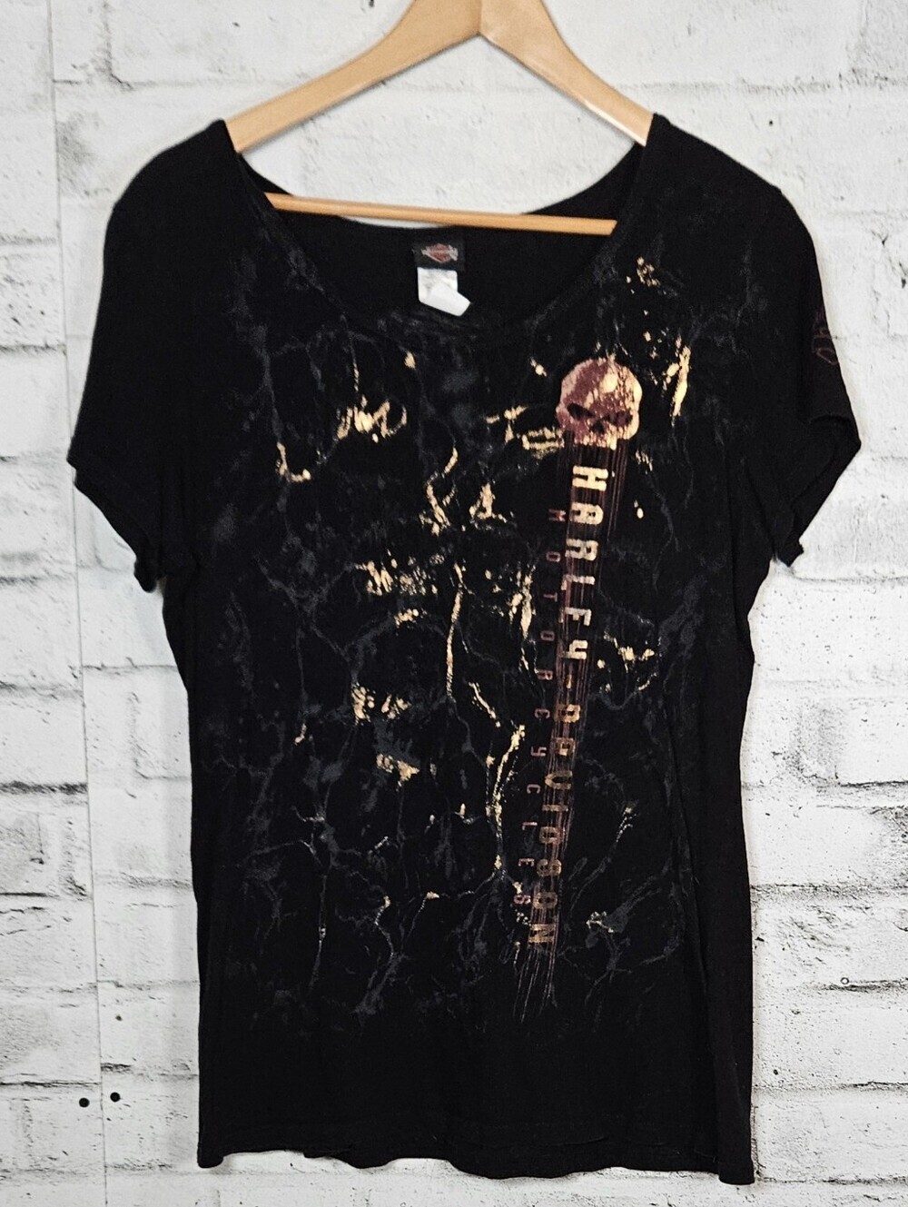 Harley Davidson Banff Canada Skull Graphic T Shirt Women's XL Black